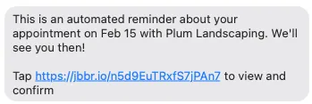 automated text message reminder about an upcoming appointment