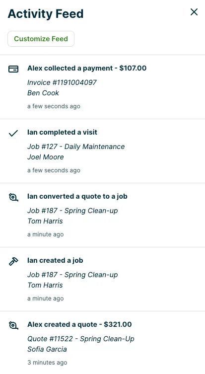 Activity feed