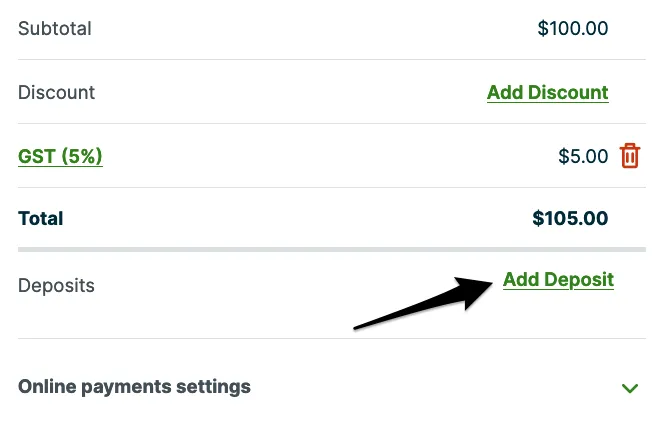 Add deposit