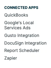Connected Apps section
of the Settings menu