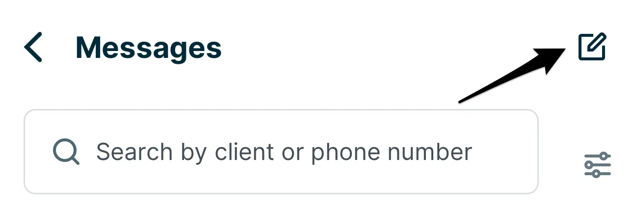 arrow pointing to the icon to compose a new message