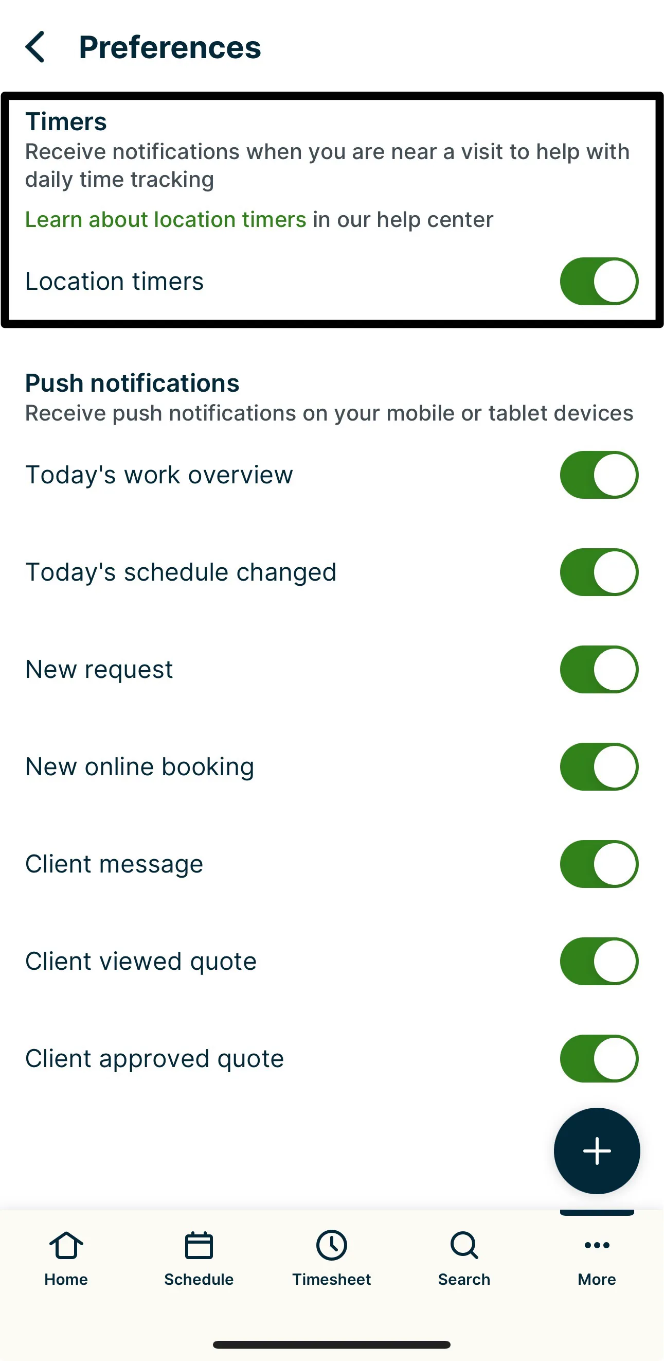 Preferences in app