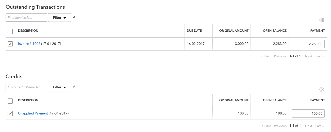outstanding transactions list in QuickBooks