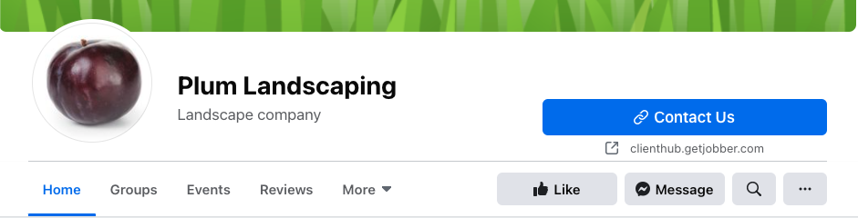 Facebook business profile with the contact us button now setup