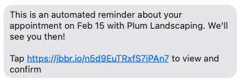 automated text message reminder about an upcoming appointment