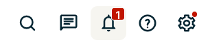 icons from the top navigation. The bell icon has one new notification