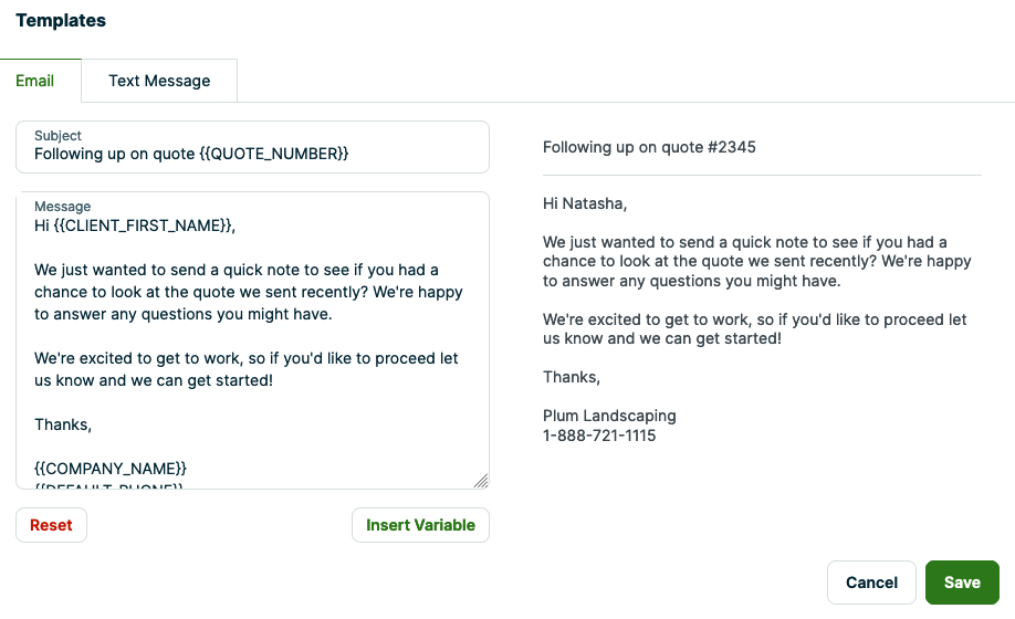 quote followup templates