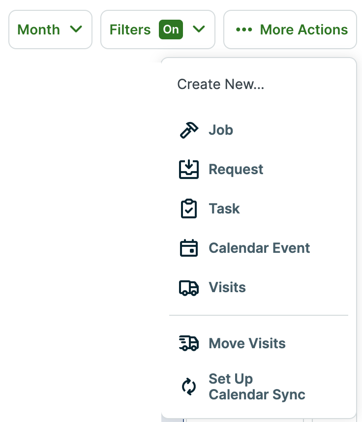 More actions dropdown menu
