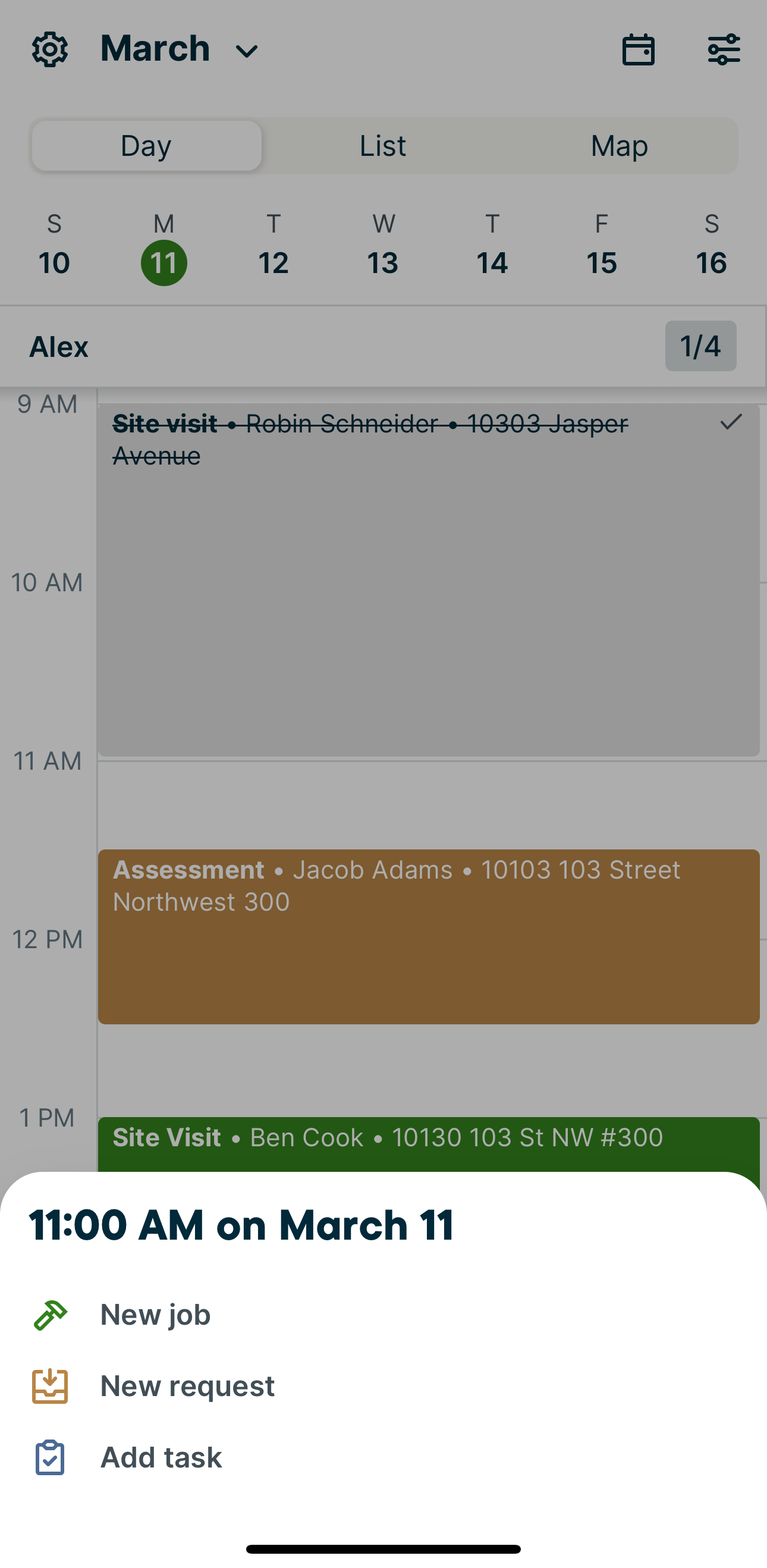 Quick create schedule item