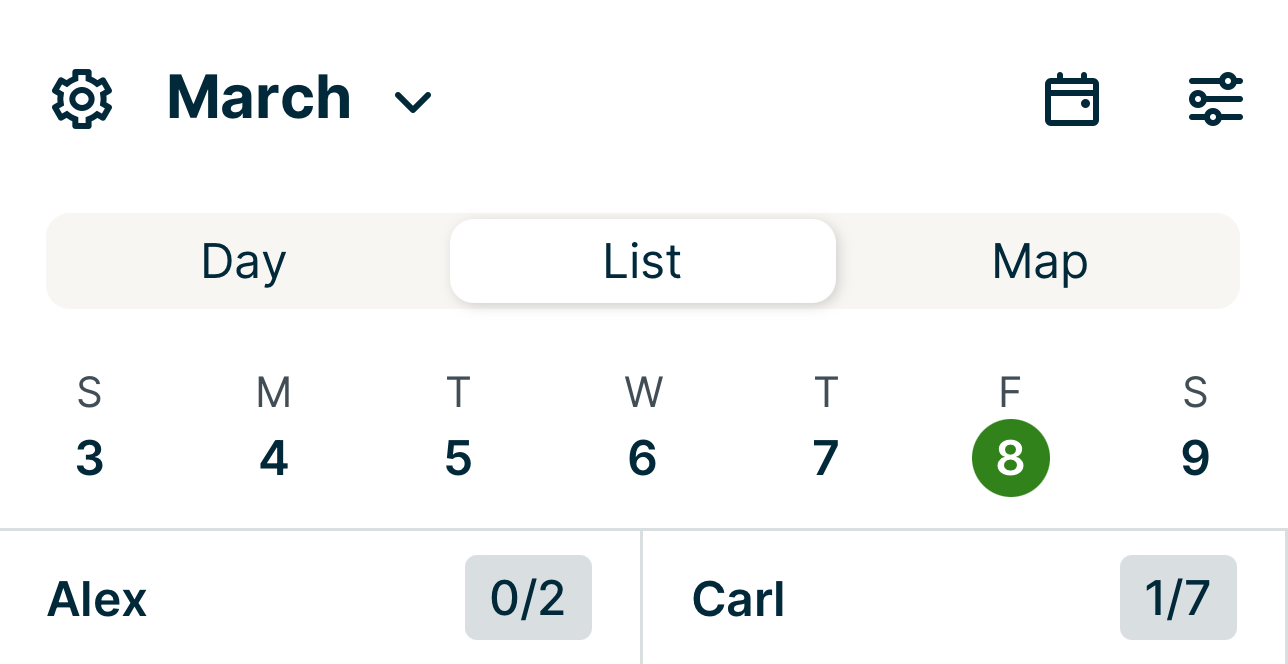 Top drawer of th list view