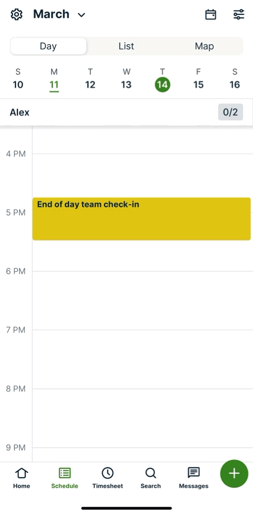 antimated action of tapping an calendar event on the schedule