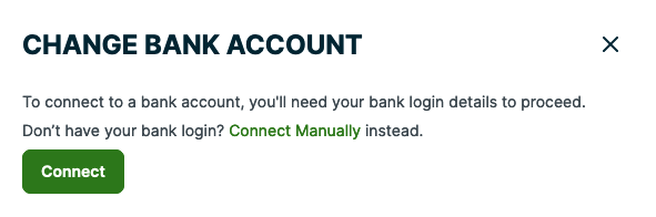 button to connect your bank account