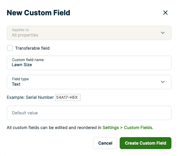 creating a new custom field