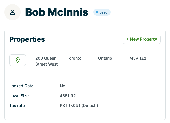 property details with a field for lawn size