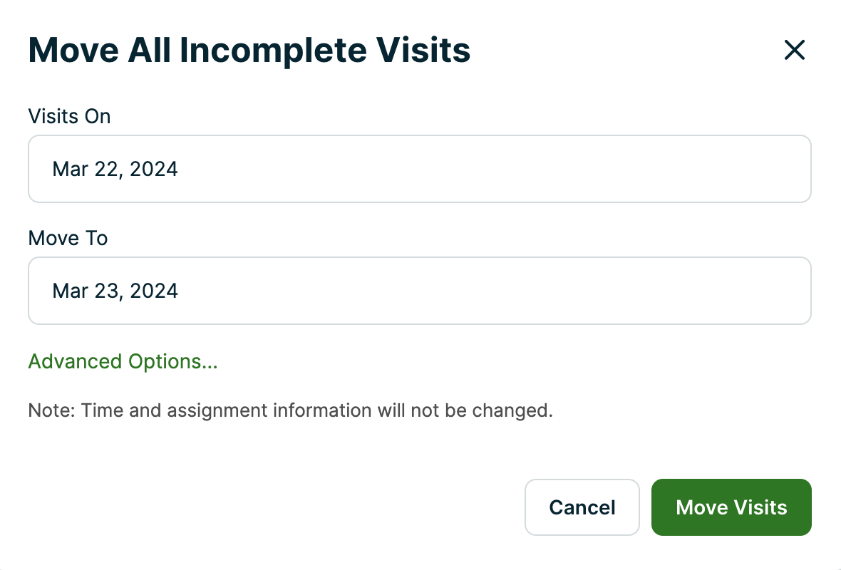Move all incomplete visits date options