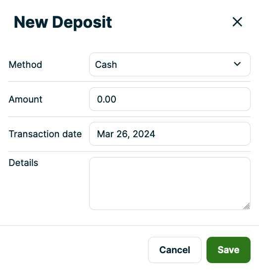New deposit