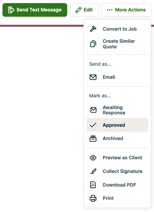 more actions menu with mark as approved highlighted