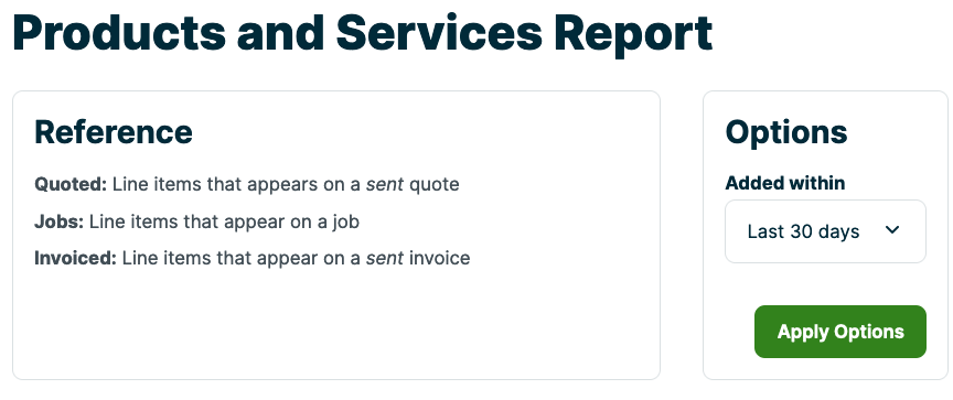 filter options for the report. There is a dropdown for added within