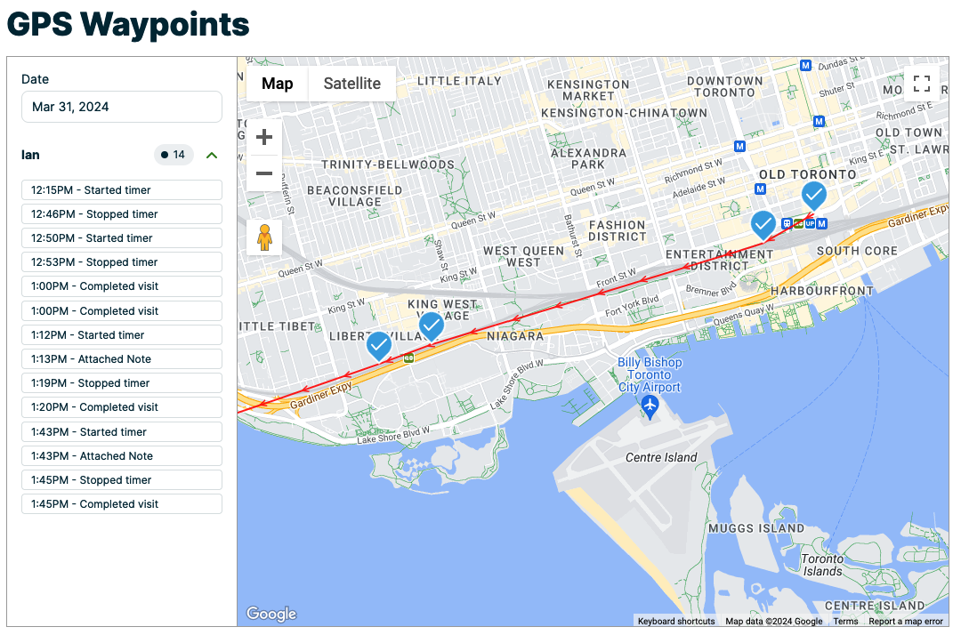 highlighted waypoint with the information about the waypoint highlighted on the sidebar
