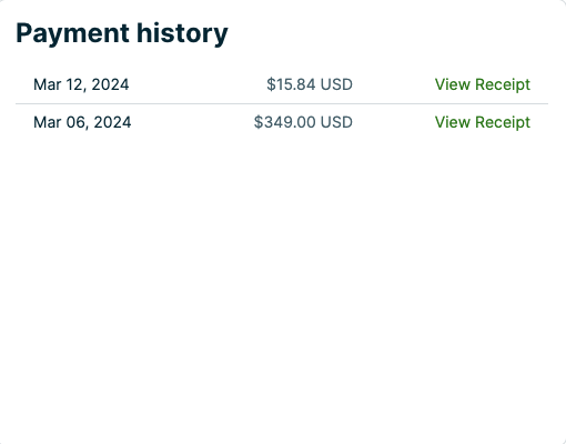 Payment history section