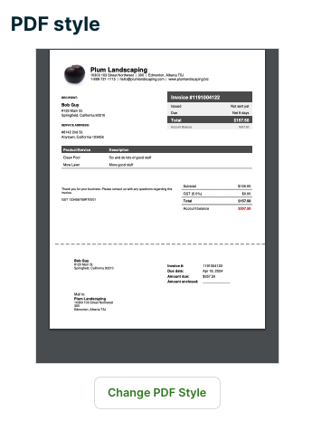 PDF style preview and button to change PDF style