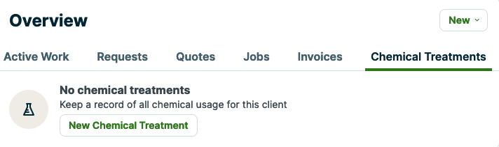 overview section of a client's profile with the chemical tracking tab highlighted