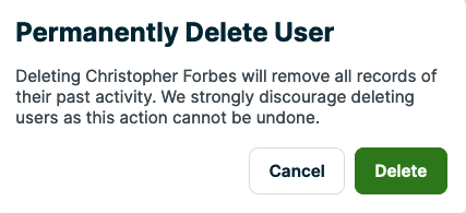 permanently deactivate user confirmation