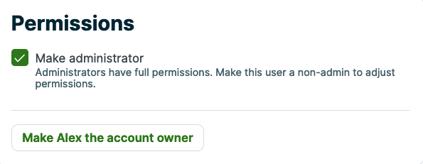 checkbox to make a user an administrator