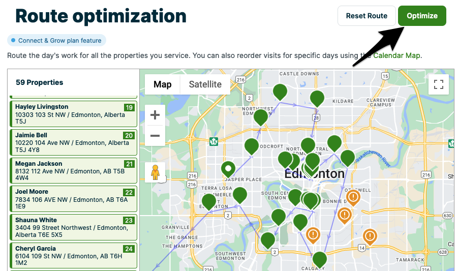 arrow pointing to optimize button