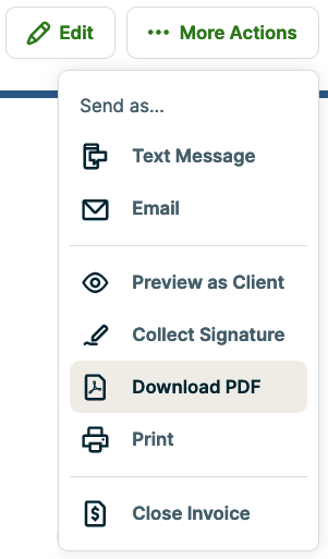 More actions with Download PDF button highlighted