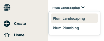dropdown in Jobber online to switch between accounts