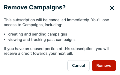 Remove add-on confirmation