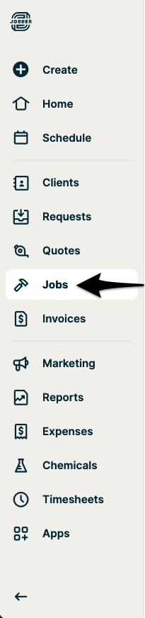 side bar with an arrow pointing to Jobs