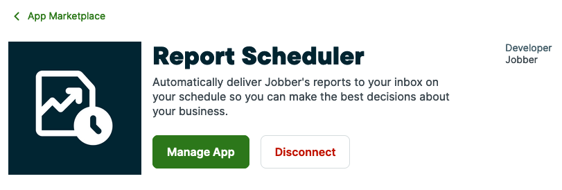 Top part of an integration's App Marketplace page when the integration is connected