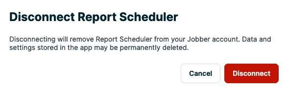 Disconnect integration confirmation box