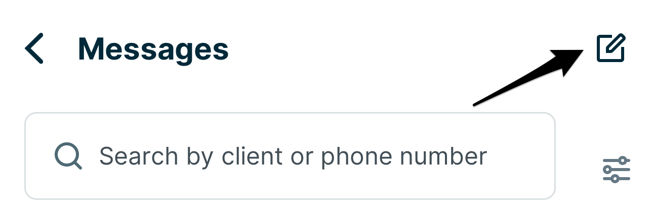 arrow pointing to the icon to compose a new message