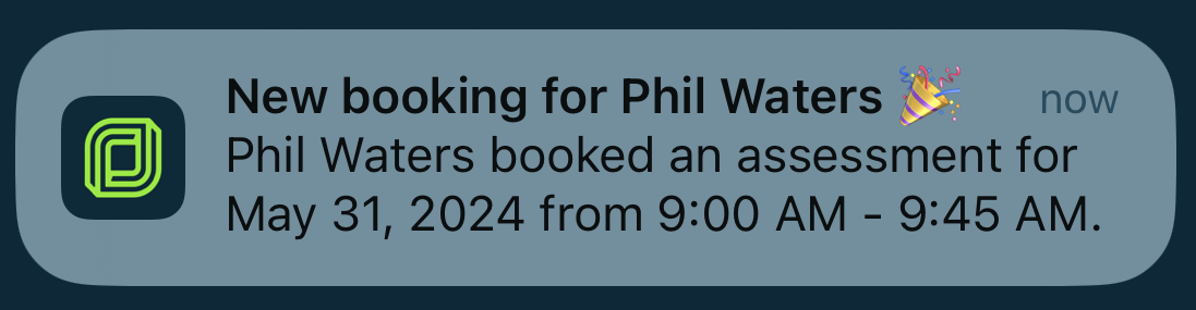 New booking push notification in iOS