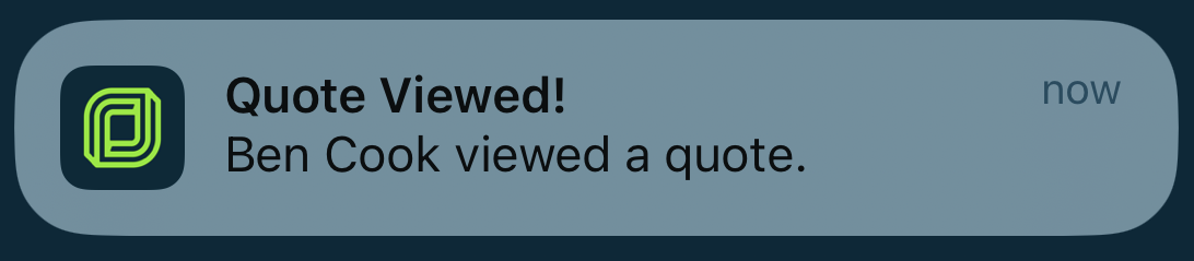 Client viewed quote push notification in iOS