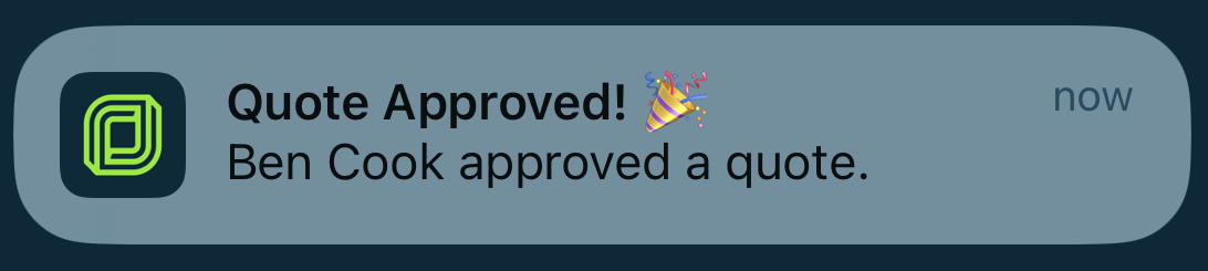 Client approved quote push notification in iOS