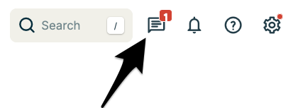 top navigation in Jobber with an arrow pointing to the message center