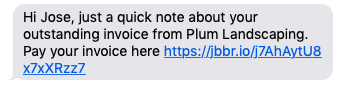 text message reminding the client they have an overdue invoice