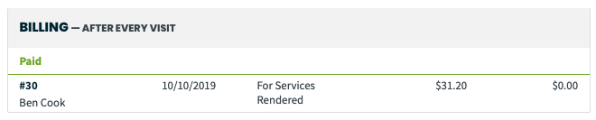 Billing section on a job. One invoice has been made automatically for this job.