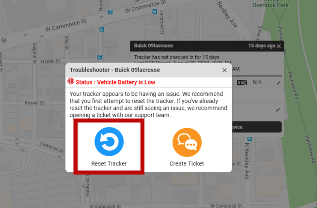 button to reset the device
