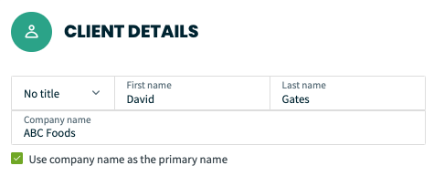 check the company name checkbox to use the company name as the display name