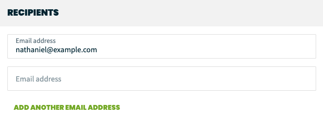 recipients section with fields for email addresses