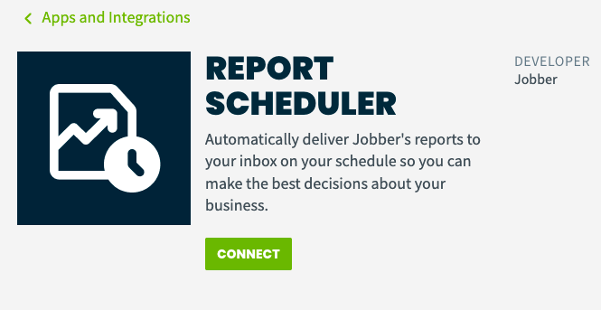 button to connect report scheduler to Jobber